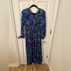 Blue floral print cocktail dress